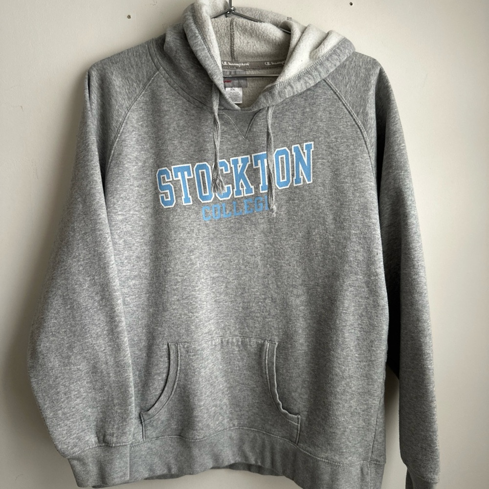 Champion Stockton College Hoodie XXL Gray Pullover Sweatshirt VTG NJ‎ University